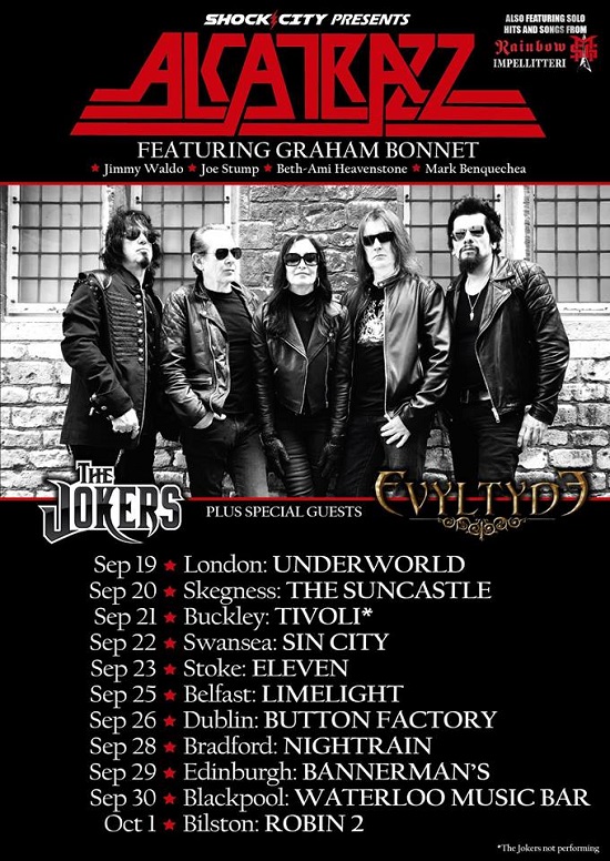 Poster for Alcatrazz 2019 UK and Ireland tour