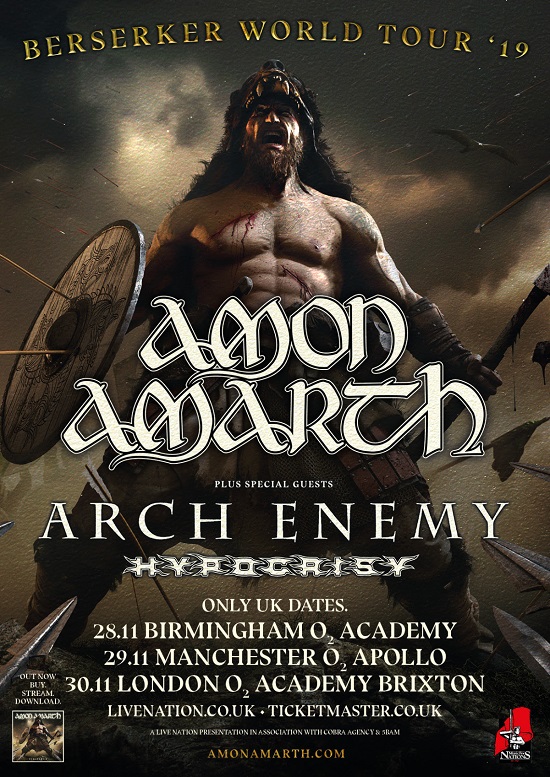 Poster for Amon Amarth November 2019 tour dates