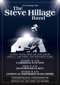 Poster for Steve Hillage Band June 2019 tour