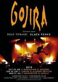 Poster for Gojira 2019 England dates