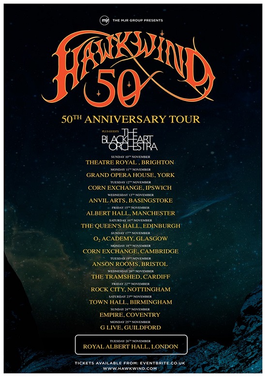 Poster for Hawkwind 50th anniversary tour