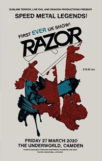 Poster for Razor UK debut performance at Camden Underworld