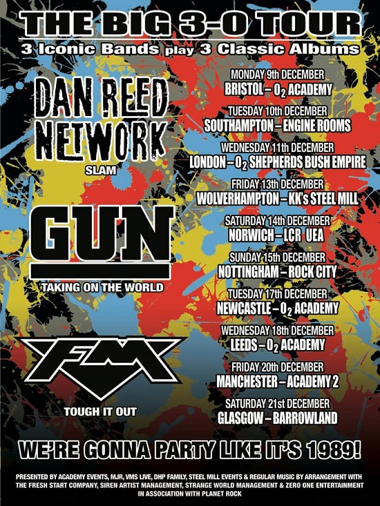 Poster for Dan Reed Network, Gun, FM Big 3-0 tour