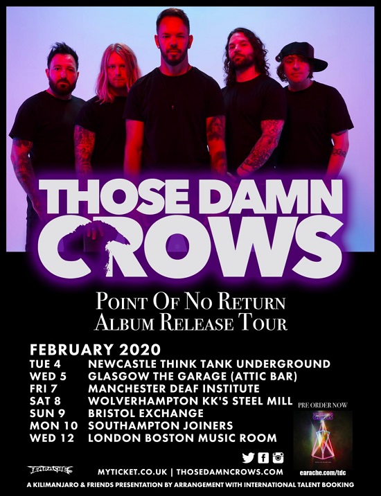 Poster for Those Damn Crows February 2020 tour dates