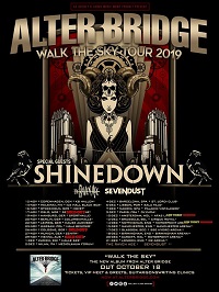 Alter Bridge 'Walk The Sky' 2019 European tour poster