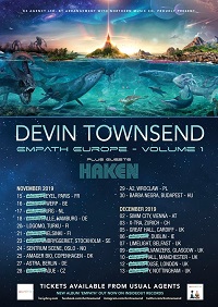 Devin Townsend 2019 European tour poster