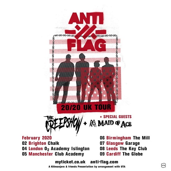 Poster for Anti-Flag 2020 UK tour