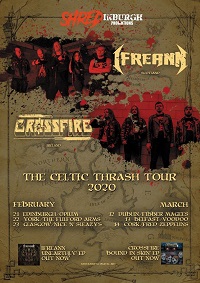 Poster for 2020 Celtic Thrash tour featuring Crossfire and Ifreann