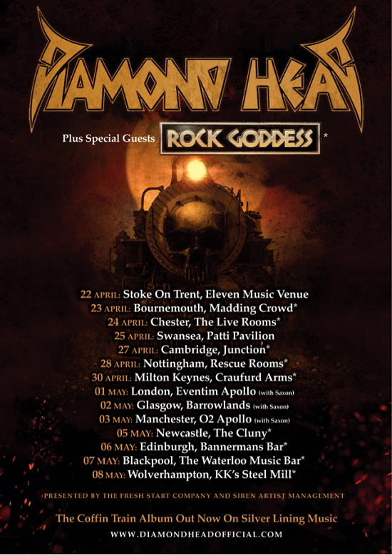 Poster for Diamond Head 2021 tour dates