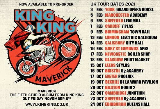Poster for King King 2021 tour dates
