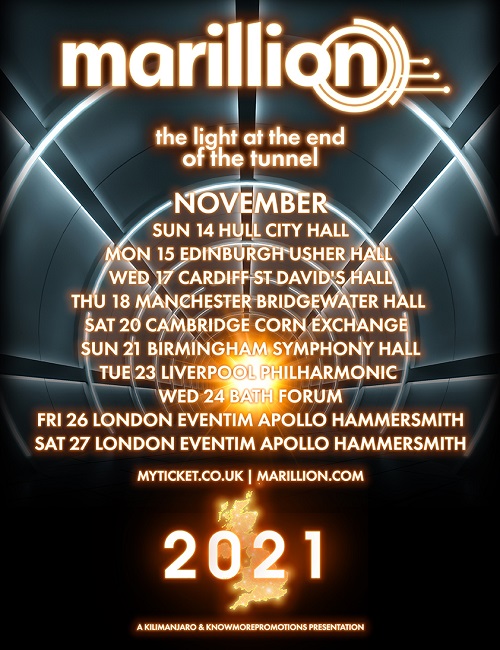 Poster for The Light At The End Of The Tunnel 2021 Marillion tour