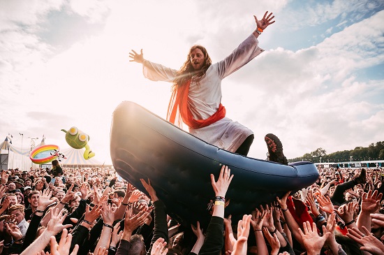 Jesus surfing at the Download Pilot festival