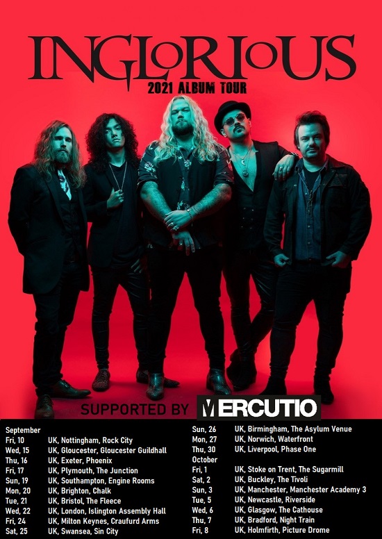 Poster for Inglorious 2021 tour dates