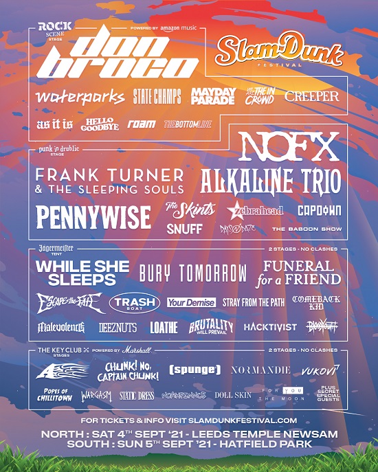 Updated poster for 2021 Slam Dunk festival