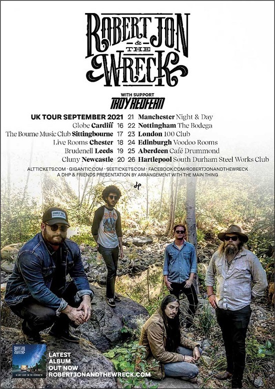 Poster for Robert Jon And The Wreck September 2021 UK tour