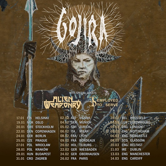 Gojira 2022 European tour poster