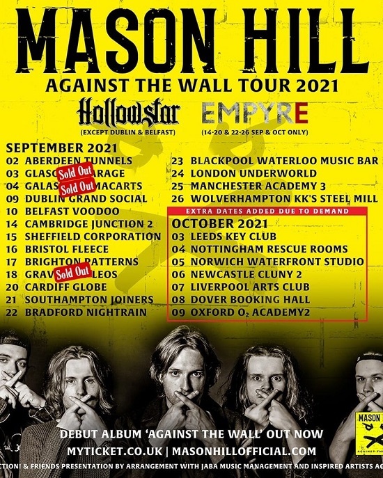 Mason Hill 2021 tour poster