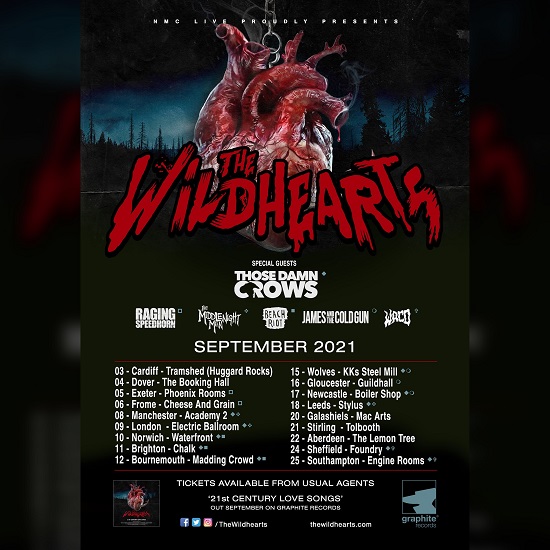 The Wildhearts September 2021 tour poster