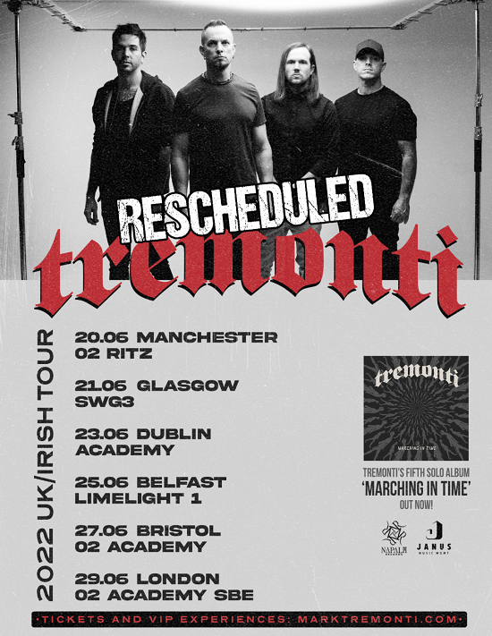 Updated Tremonti 2022 tour poster