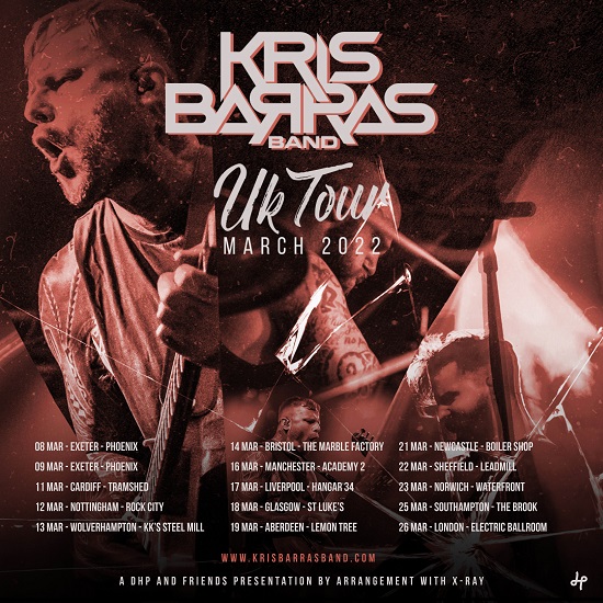 Poster for Kris Barras Band March 2022 tour