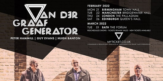 Flyer for Van Der Graaf Generator February 2022 tour