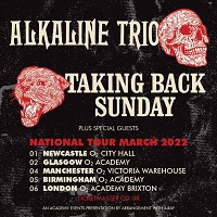 Alkaline Trio/Taking Back Sunday Feb 2022 tour poster