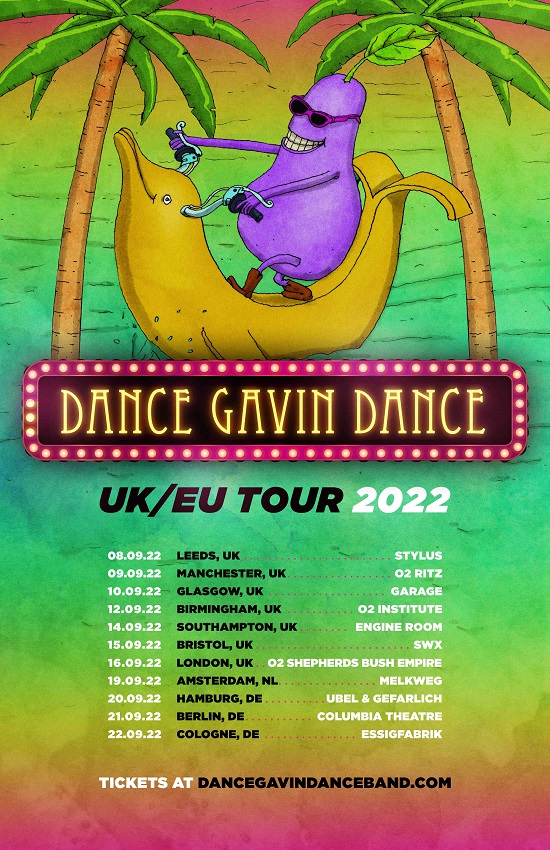 Dance Gavin Dance 2022 European tour poster