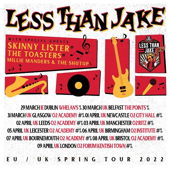 Less Than Jake revised 2022 tour poster