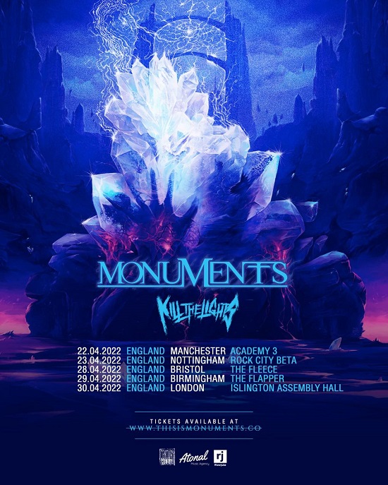 Monuments April 2022 tour poster