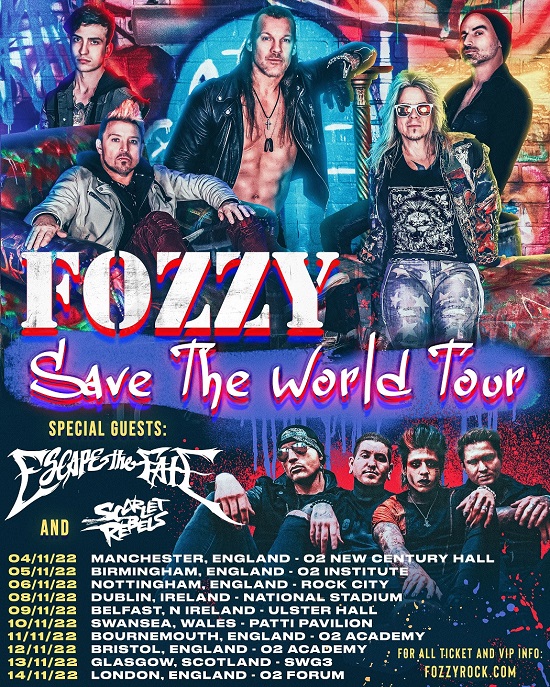 Fozzy November 2022 tour poster