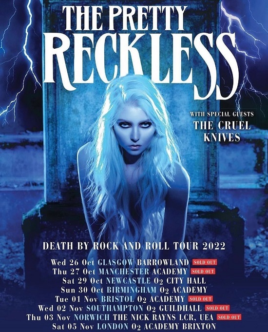 The Pretty Reckless 2022 tour poster