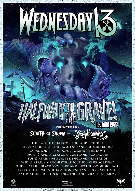 Wednesday 13 Halfway To The Grave 2023 tour poster