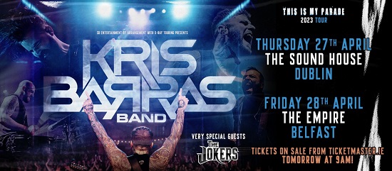 Poster for Kris Barras Band Ireland 2023 dates