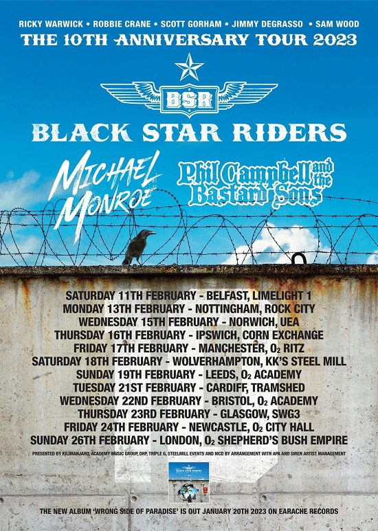Black Star Riders 2023 tour poster