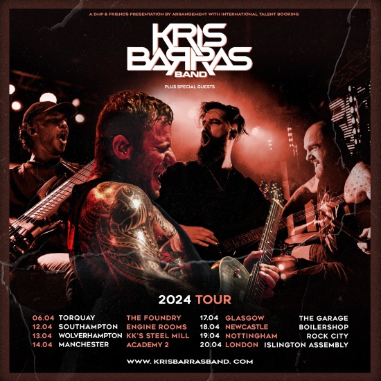 Kris Barras Band April 2024 tour poster