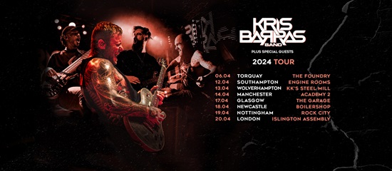 Kris Barras April 2024 tour poster