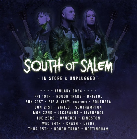 South Of Salem January 2024 instore tour poster