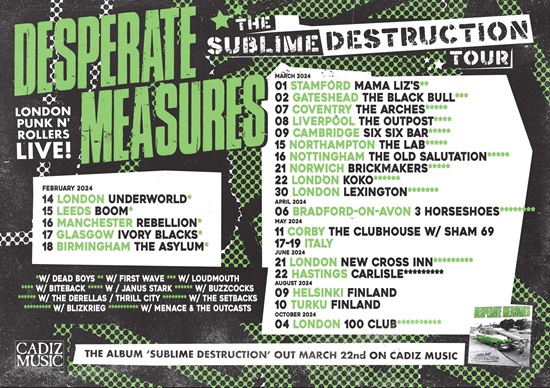 Poster for 2024 live dates by Desperate Measures