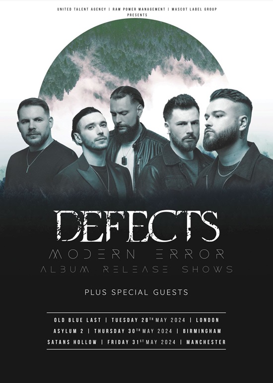 Poster for Defects May 2024 album launch shows