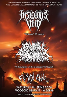 Poster for joint EP launch by Insidious Void and Congenital Abnormalities at Voodoo Belfast