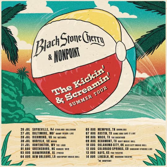Black Stone Cherry Kickin and Screamin 2024 tour poster