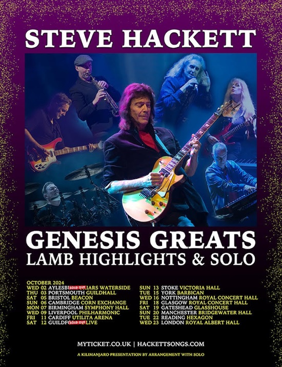 Steve Hackett Genesis Greats 2024 tour poster