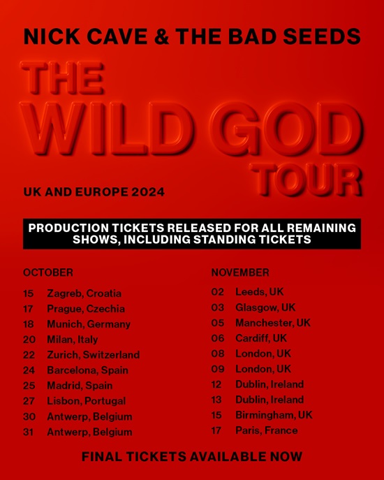 Poster for The Wild God Tour by Nick Cave And The Bad Seeds