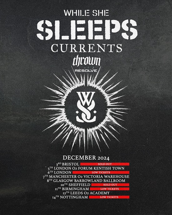 While She Sleeps 2024 UK tour poster