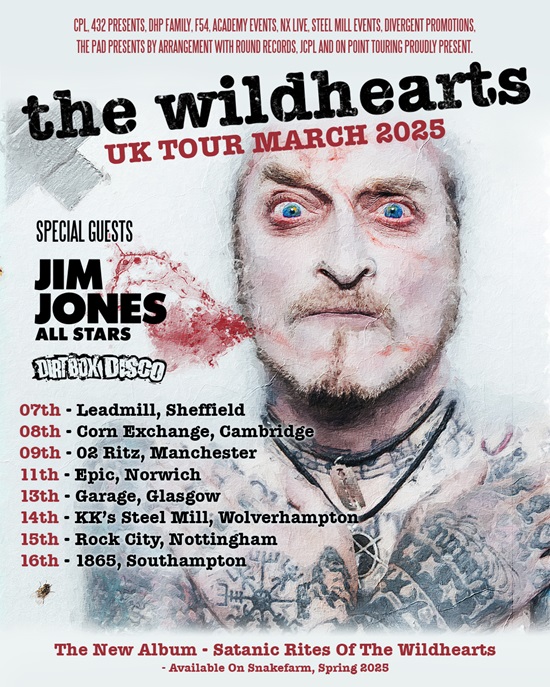 The Wildhearts March 2025 tour poster