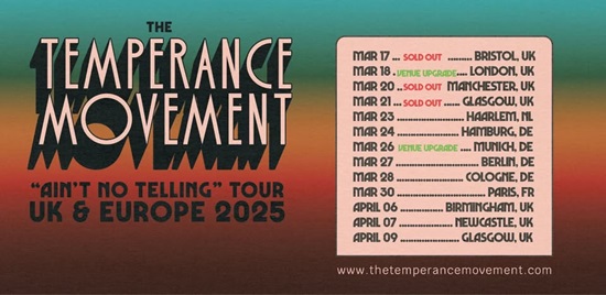 The Temperance Movement 2025 tour poster