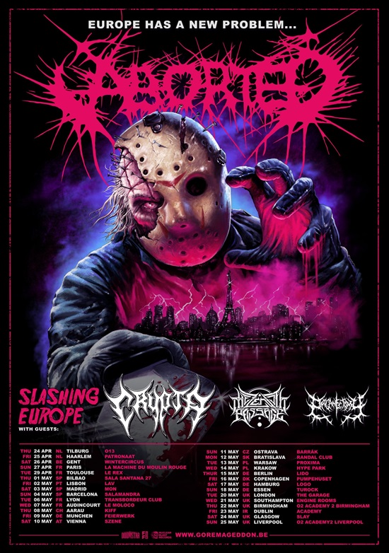 Aborted Europe 2025 tour poster