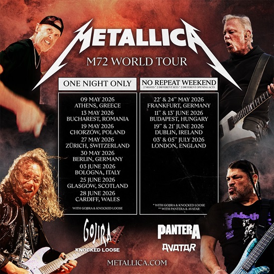 Metallica 2026 tour poster