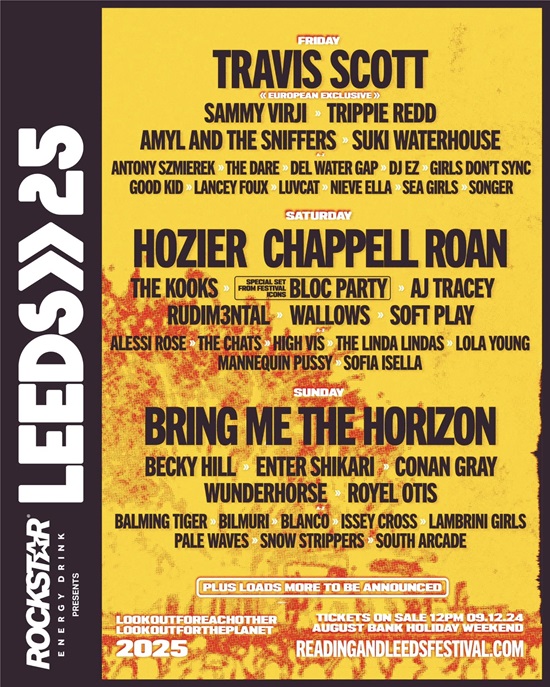 Leeds Reading 2025 Headliners Poster