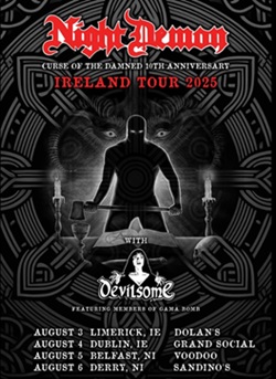 Night Demon 2025 Ireland tour poster